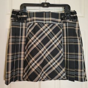 Dalia Collection Plaid Buckled Pleated Mini Skirt Size 14